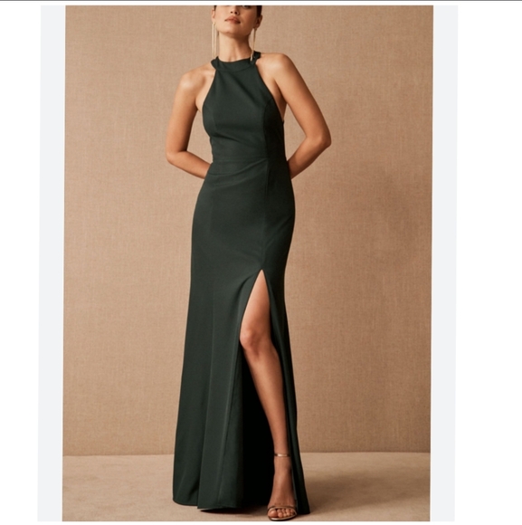 BHLDN Dresses & Skirts - NWT BHLDN London Crepe Maxi Dress Forest Green Sleeveless Cut Out Back